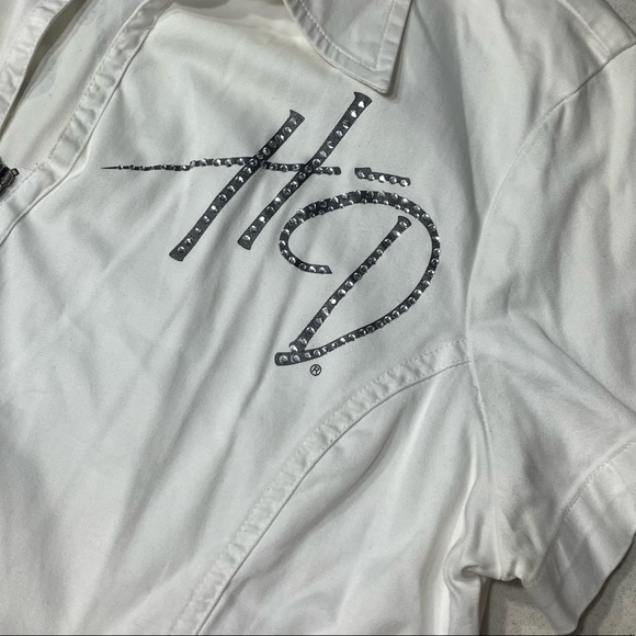 HARLEY DAVIDSON - Fitted Zip Short Sleeve Blouse - Picture 2 of 10